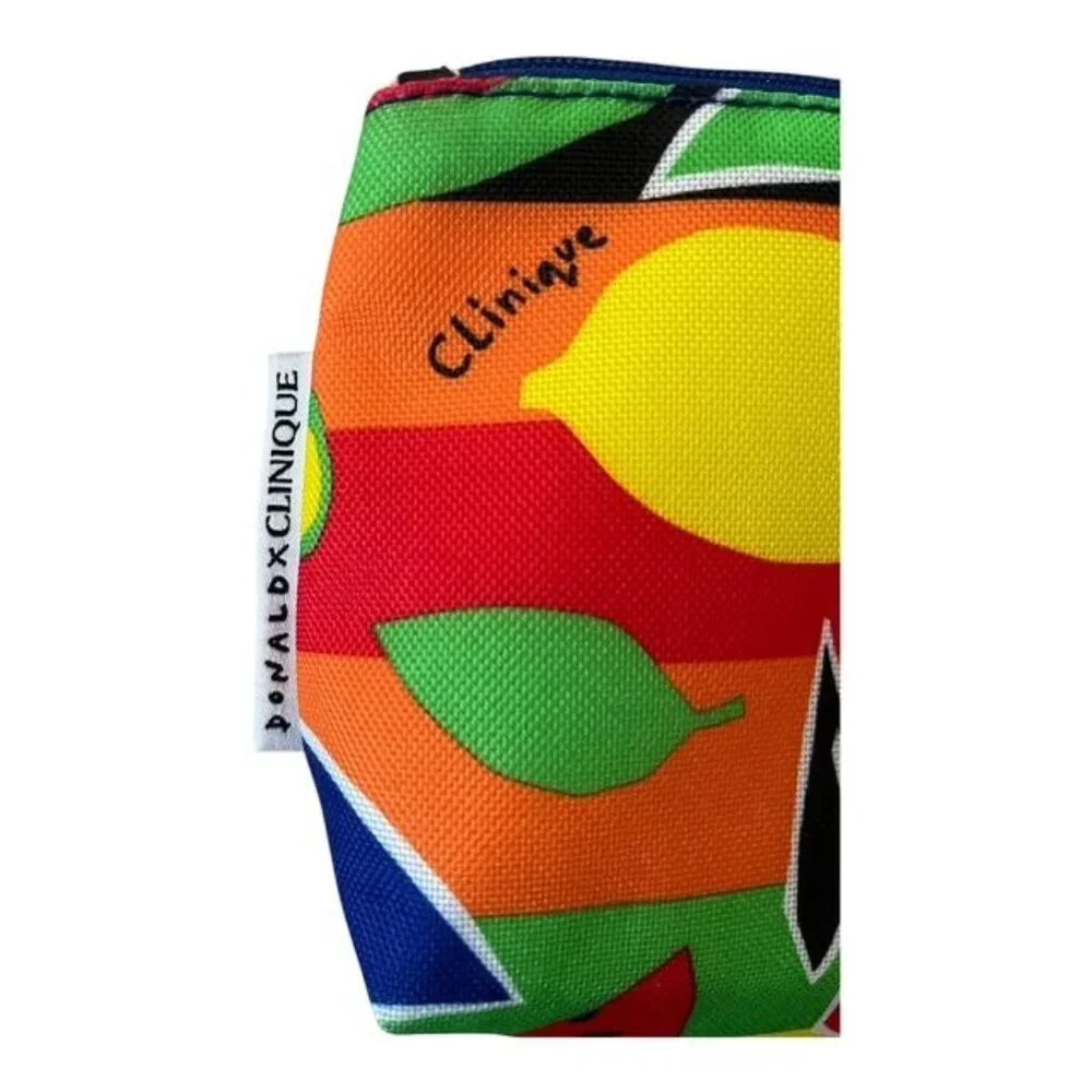 Donald Robertson x Clinique Fruit Print Cosmetic Makeup Bag – Yellow Lining